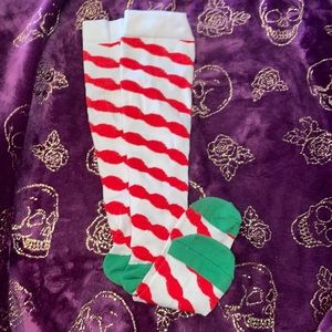 XL knee high red and white striped socks